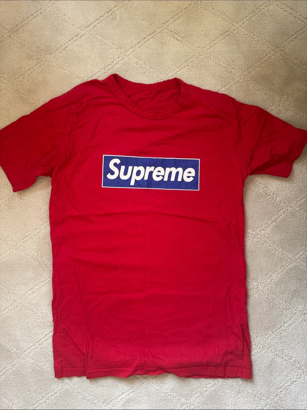 Supreme Red Tee with Blue Box Logo